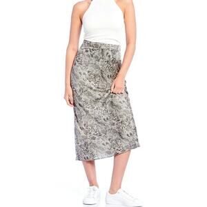 Free People Normani Bias High Waist Snake Print Midi Slip Skirt Size 2